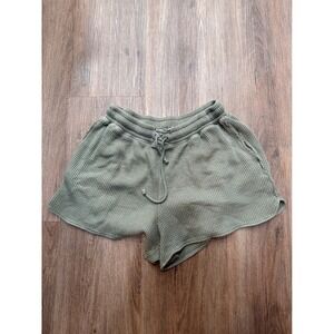 Aerie Waffle Knit Lounge Shorts Sage Green Drawstring Waist Women size large